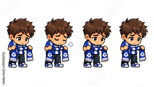 Chibi soccer fan character animation frames