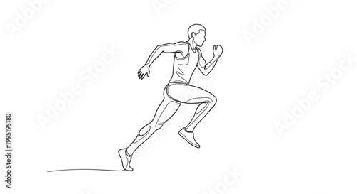 Athlete running, dynamic sketch, motion lines, male sprinter, sport illustration, action pose