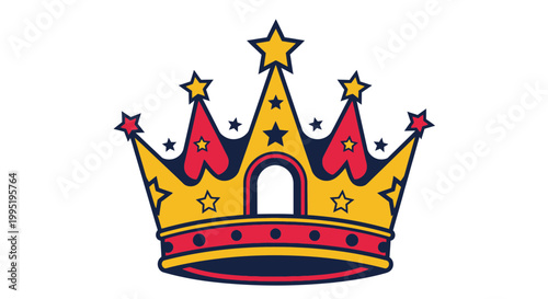 Royal Crown with Stars and Hearts - Symbol of Power and Royalty
