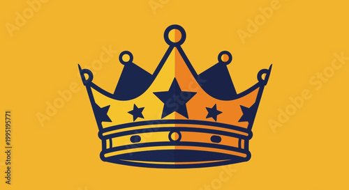 Royal Crown with Stars on Yellow Background - Symbol of Power and Royalty