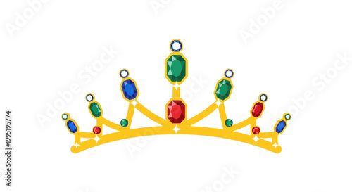 Royal Crown with Colorful Gemstones - Luxury and Royalty Symbol