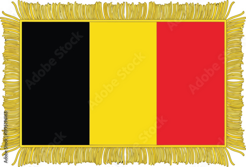 Obraz na plátne Belgium flag with golden fringe and KMD logo