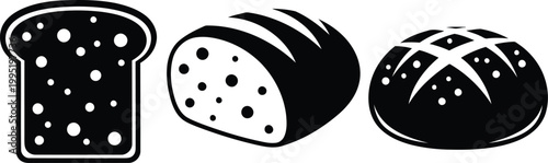 Cuadro en lienzo Black and white bread icons