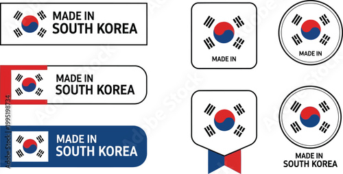 Made in South Korea labels and badges