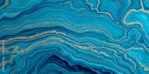 Seamless blue silk fabric texture background featuring a wavy sea pattern with elegant nature curves and a repeat textile design for an ocean art wallpaper backdrop