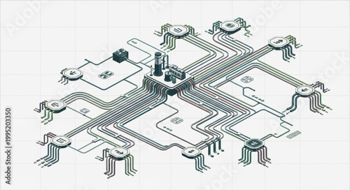 Complex Integrated Circuit Chip with Multiple Components.
