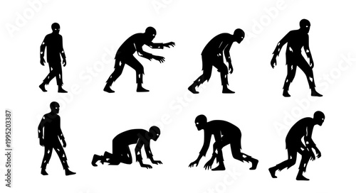 Spooky Undead Silhouette Vector Set Horror Character Halloween Illustration Collection