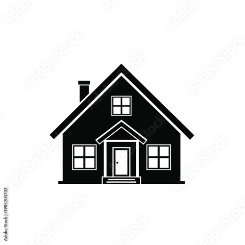 Simple Black and White House Icon.