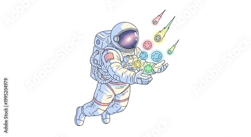 Astronaut in Space Suit Flying.