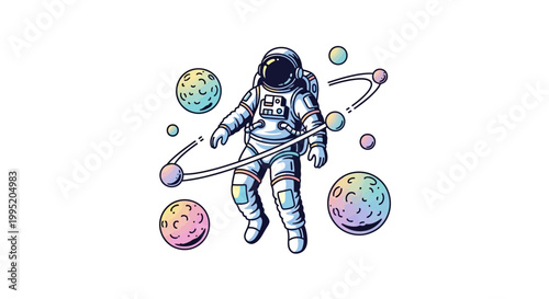 Astronaut in Space Suit Floating.