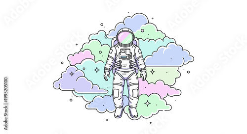 Astronaut in Space Suit Walking.