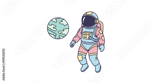 Astronaut in Space Suit Floating.