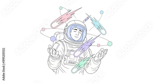 Astronaut in Space Suit Floating.