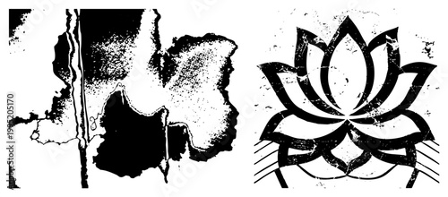 Stylized lotus bloom symbol, sacred water lily, spiritual motif, zen design element, Buddhist emblem, meditative flower graphic.