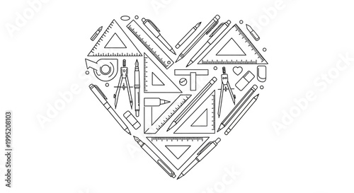 Heart Shape Made of Triangles.