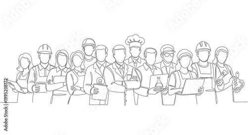 Diverse group of professionals working together.