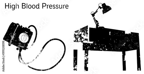 Sphygmomanometer gauge device measuring hypertension, blood pressure meter, clinical diagnostic tool, healthcare equipment, medical instrument for vital signs.