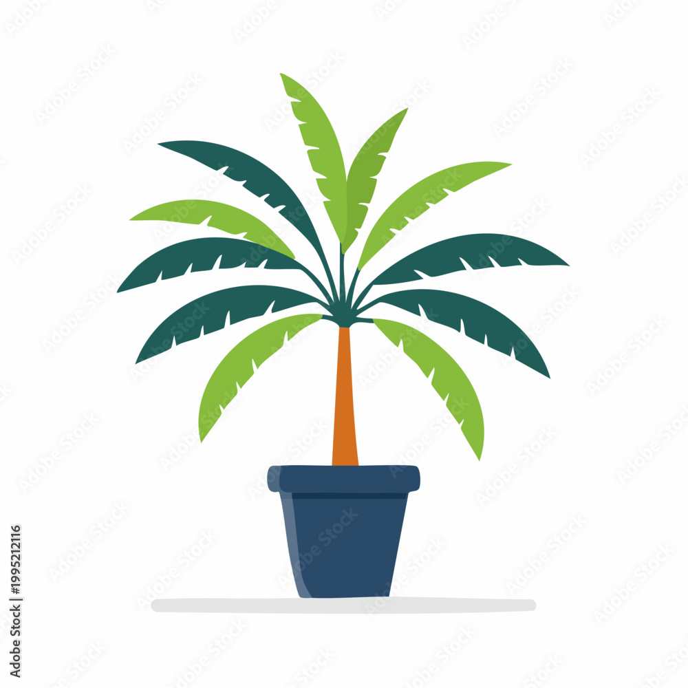 Obraz premium Stylized Potted Palm Tree Illustration