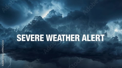 Severe Tornado Warning Text Over Storm Clouds Background
