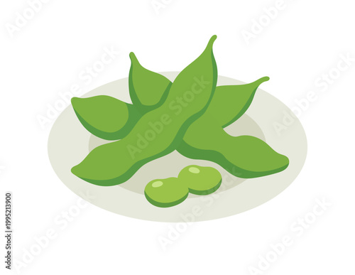 お皿に盛られた枝豆のイラスト