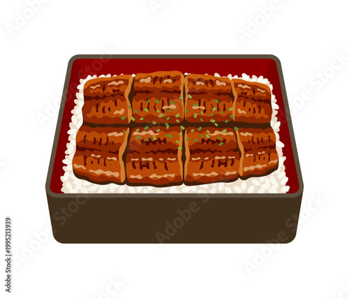 お重に入ったうな重のイラスト