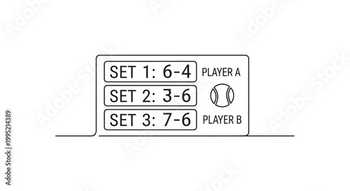Tennis Match Scorecard: Player A vs Player B, Set Scores 6-4, 3-6, 7-6