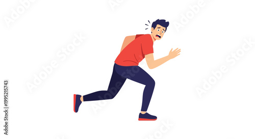 Scared Man Running Away Fast - Illustration