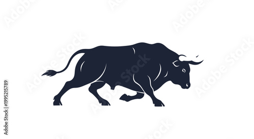 Foto Silhouette of a Charging Bull - Power and Aggression Symbol