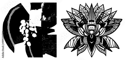 Decorative mandala with ornate, sacred geometry bloom, Zen inspired zentangle, spiritual ornament, meditative art piece.