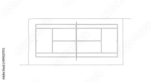 Tennis Court Sketch Top View - Sports Blueprint Design