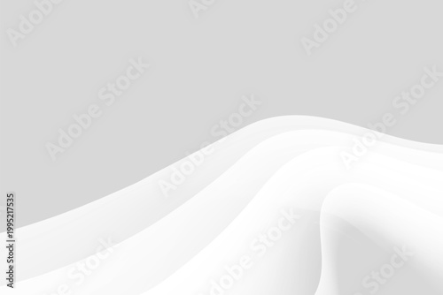 Abstract white wavy background with smooth curves and copy space