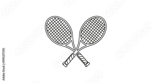 Tennis Rackets Crossed Icon Outline Vector Sport Equipment