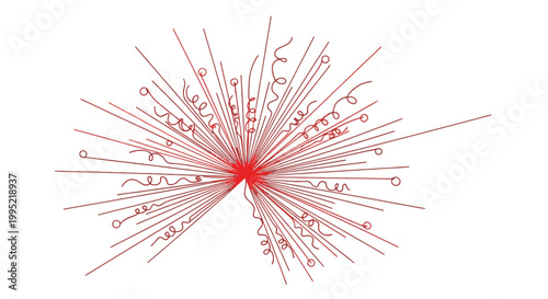 Exploding Starburst Red Lines Confetti White Background Abstract Graphic