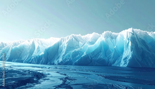 Majestic Iceberg Formation in Arctic Waters Under Clear Sky.