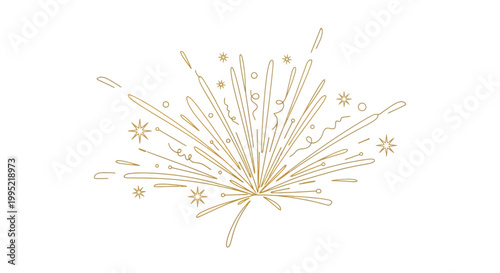 Golden Sparkler Firework Burst on White Background - Festive Celebration Element