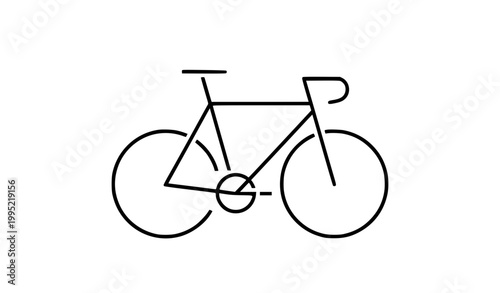 Minimal road bicycle icon with simple geometric design flat vector illustration isolated on white background