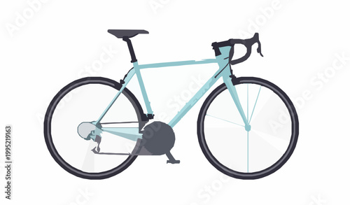 Road bicycle side view flat vector illustration with racing bike design isolated on white background