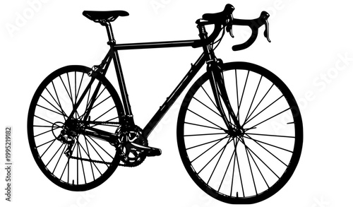 Road bicycle perspective view detailed vector illustration with racing bike structure isolated on white background