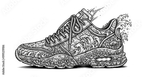 Premium Fashion Shoe Ocean Graphic 