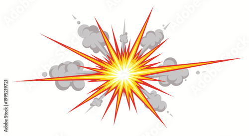 Explosion Burst Effect with Smoke Clouds, Comic Style