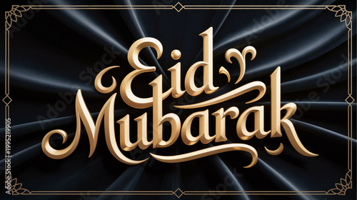 Eid Mubarak, Islamic Celebration, Gold Calligraphy, Greeting Card Design, Muslim Holiday Vector
