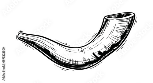 Hand Drawn Shofar Horn Illustration - Jewish Tradition Symbol