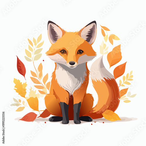 水彩画で描かれたキツネのイラスト