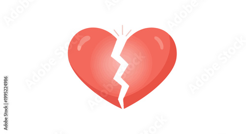 Broken Heart Symbolizing Sadness and Relationship Problems. EPS Editable. Vector Illustrations.