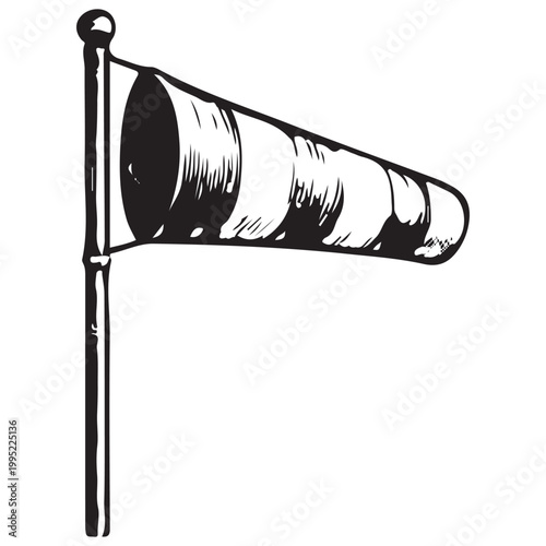 Windsock Wind Direction Icon for Weather Forecasting, Aviation Safety and Meteorology Equipment