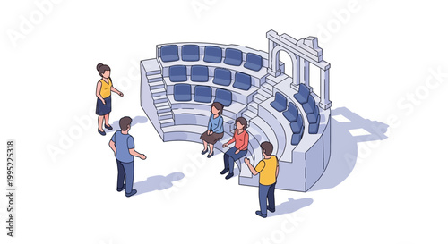Illustration of People Interacting in a Modern Trading Environment.