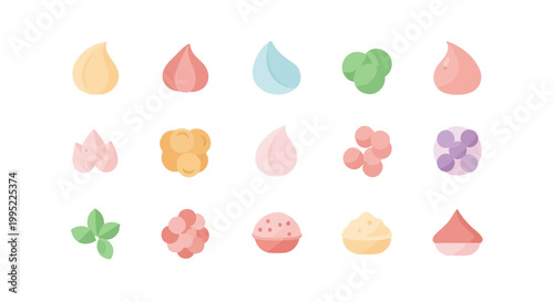 Collection of colorful decorative Thai desserts and traditional sweet snacks. EPS Editable. Vector Illustrations.