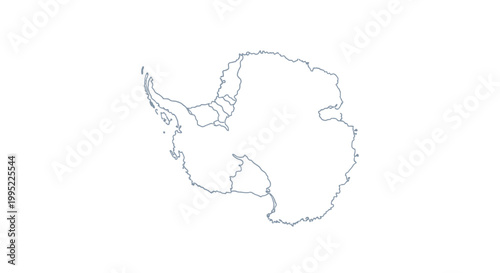 Antarctica map outline, isolated white background, continent shape