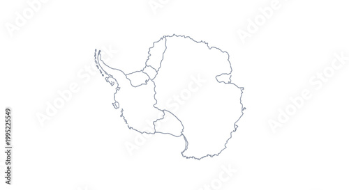 Antarctica outline map with internal divisions, white background