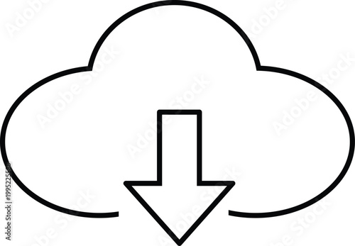 Art & Illustration, Cloud with downward arrow icon for data restore.